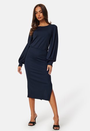 BUBBLEROOM Balloon Sleeve Rib Dress Klær