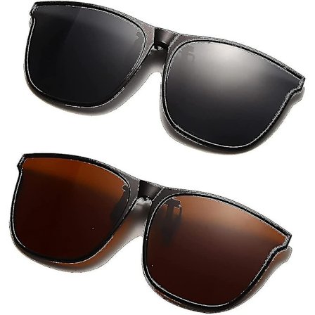 Polariserade clip-on solglasögon - Solglasögon clip-on glasögon för män och kvinnor, stora (FMY)