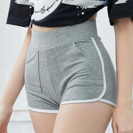 Smal bomulls yogashorts GRÅ L