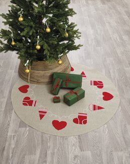 Broderikit Julgransmatta Hjärtan