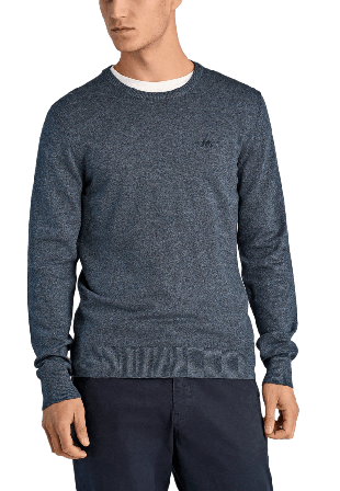 Lindbergh Ecovero L/S o-neck knit Överdelar Herr Blå L