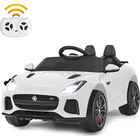 Jaguar elbil 12V/4,5 til børn 3-8 år, 2,4G fjernbetjening, 3-5 km/t, 2 motor, MP3, USB, TF, White Story