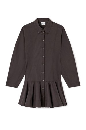 Stretch cotton buttoned mini dress black 34