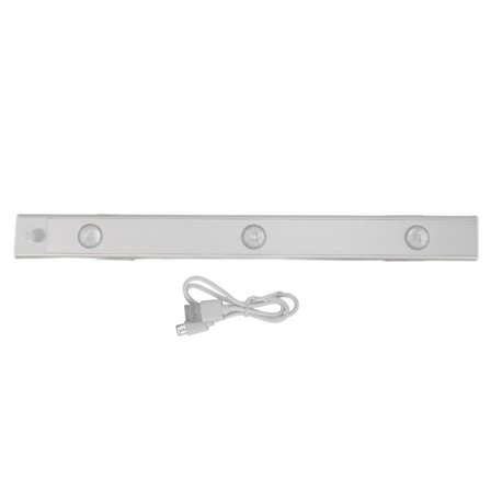 Under Kabinet Lys 15.7in Lang Magnetisk Bevægelsessensor Trinløs Dæmpning USB Opladning Stick On Lys til Studie Arbejde Sølvfarve