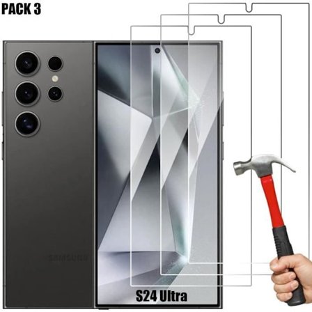 Hærdet glas til Samsung Galaxy S24 Ultra - 3 stykker - 9H resistent gennemsigtigt beskyttelsesglas