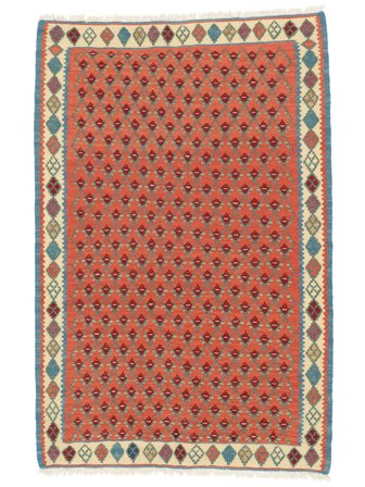 Kelim Senneh Fine Tæppe 102X156 Mørkerød/Rød Uld, Persien/Iran Carpetvista