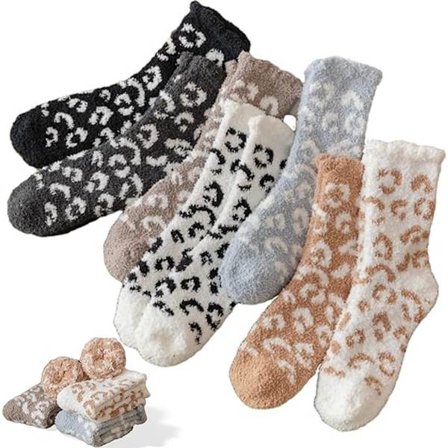 ING Varme Vinterstrømper Kvinner 7 Par Én Størrelse Sengesokker Kvinner Sove Sokker Fluffy Sokker Varme Sokker Tykke Varmende Vintage Design for Sport