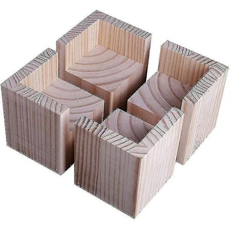 Sæt med 4 sengeforhøjere, træløfter til tunge møbler