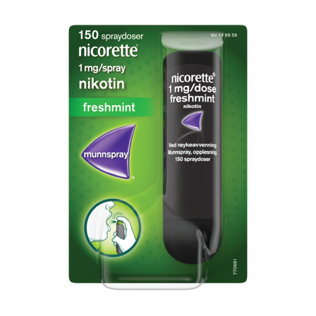Nicorette 1 mg/dose munnspray, Freshmint, 150 doser