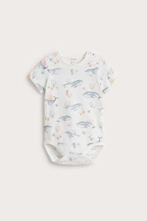 Newbie | Body z krótkim rękawem, we wzory | Offwhite