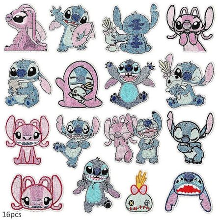 16 stk Stryke på Applikasjoner, Broderte Applikasjoner, Reparasjonslapper, Sy på/Stryke på Lapper For Jakke, Jeans, Bukser, Ryggsekk, Klær