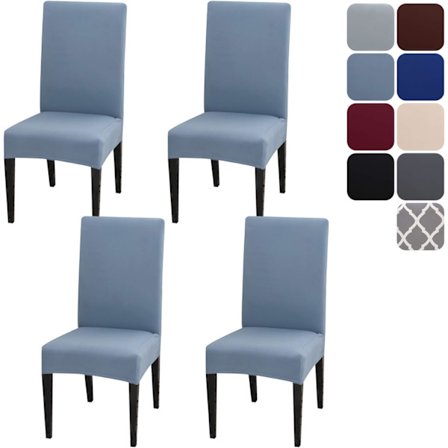 Stoltrekk Spisestue Sett med 4 eller 6, Stretch Avtakbare Vaskbare Stoltrekk Beskyttelse Dekorasjon Trekk for Hotell Lyseblå 4 stk light Blue 4pcs
