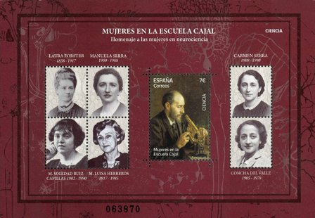 Spanien - Kvinde forskere ved Cajal skolen - Postfrisk miniark