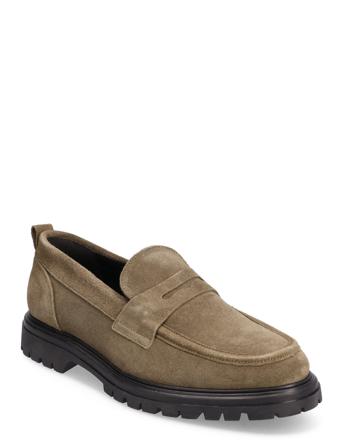 Biagil Loafer Suede Mokasiner Lave Sko Kakigrønn Bianco*Betinget Tilbud