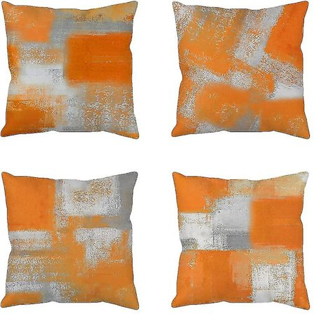 Brændt Orange Pudebetræk 18x18 Boho Dekorativ Abstrakt Farveblok