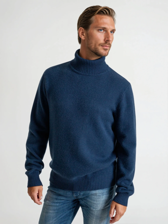 Kashmina - Herre kashmirgenser "Frost polo" - mountain blue - Size XXL