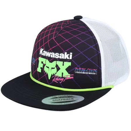 Fox - Musta trucker Lippis - Kids Fox X Kawasaki Black/White Trucker Snapback @ Hatstore