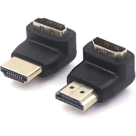 HDMI-adapter 90 grader och 270 grader vinklad HDMI-kontakt rätvinklig hane till hona 4k 3d 2-pack
