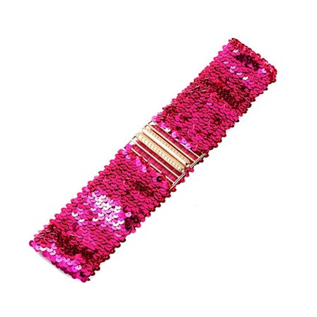 Stretchbelte med paljetter skinnende midjebånd 60X6CMG G