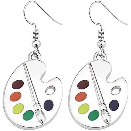 1 par kunstner maling bakke dinglende dråbe øreringe maling plade charme øreringe smykker kunstner gave(4.6X1.5CM,som vist)