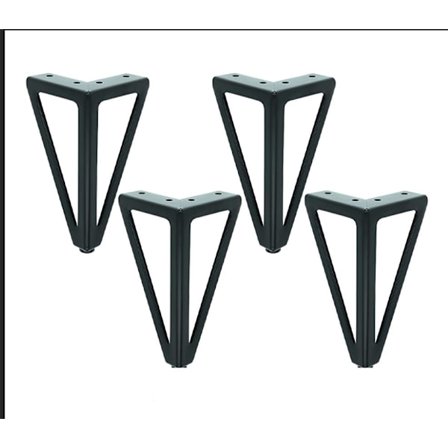 Sæt med 4 Sorte Metal Bordben - Udskiftelige Møbelben - til Kaffebord/TV/Sofa/Seng og Andre Møbelfødder - med-