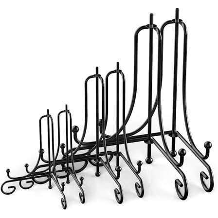 Elegante tallerkenstativer, dekorative tallerkenholdere med vintage scroll-design til dit hjem eller kontor, der forbedrer kunstværkspræsentationen (6