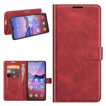 Hållbart konstläder ZTE Blade V2020 Smart fodral med plånbok - Röd