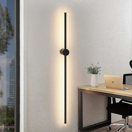 Indendørs LED Væglampe - 60CM Sort Roterende Moderne Design Lampe 3000K Varm Hvid Dæmpbar 8W Natlampe til Gang Stue Soveværelse