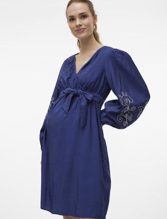 Mamalicious Mlnanaz Tess L/S Wo Abk Dress 2F - Blue - L