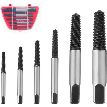 Enkel ut skruvutdragarsats, 6PCS skruvutdragarsats trasig bultborttagningsverktygssats remsad skruv