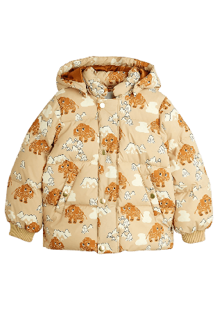 Mini Rodini Mammoths Puffjacka Med Luva Ytterplagg Unisex Beige 80/86