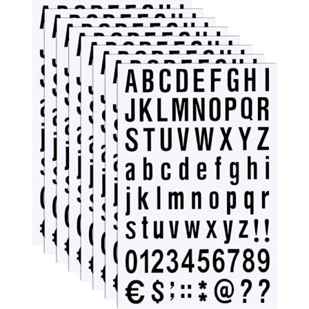 8 ark selvklebende vinylbokstaver og tall, klistremerker for postkasser, skilt, vinduer, dører, biler, adressenummer (svart,