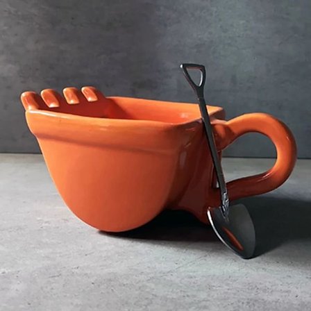 1 Styck 3D Grävmaskin hink Modell Cafe Kaffe Mugg Med Spade Spade