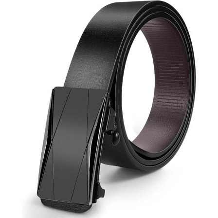 Herrbälte, herrläderbälte svart med automatiskt spänne, herr