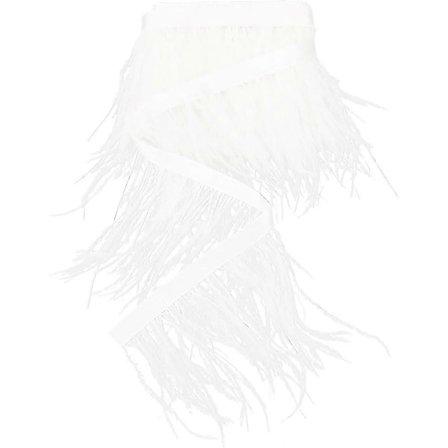 Muoti strutsifederireunus kangasnauhalla koristetarvike valkoinen 2000x80~100mm