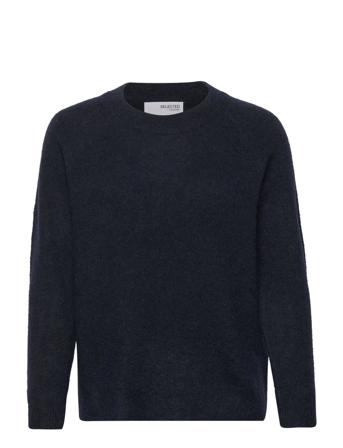 Slflulu Ls Knit O-Neck Navy Selected Femme