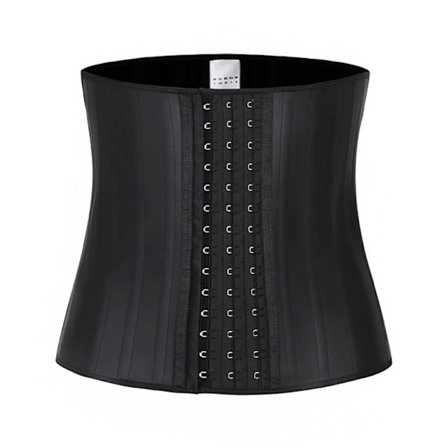 Kvinnor 3 Krokar Latex Midjetränare Korsett Body Shaper Sport Träning Cincher-Svart(XXXL)