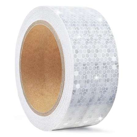 5cm x 10m Reflextejp Självhäftande för Utomhusbruk, Fluorescerande Tejp Motorcykelhjälm, Vit Vattentät Reflextejp, Varningstejp för Bilar, T