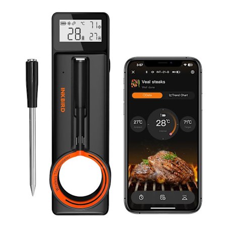 Trådlös BBQ-termometer, Bluetooth 5.4-anslutning, ultratunn sond,INT-21-B