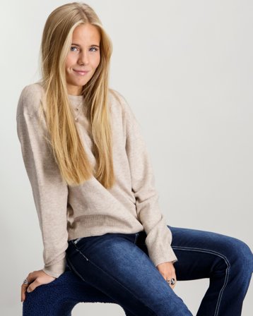 RYVLS Cloé Soft Knit L/S Sweater Beige Tröjor Tjej - Kids Brand Store