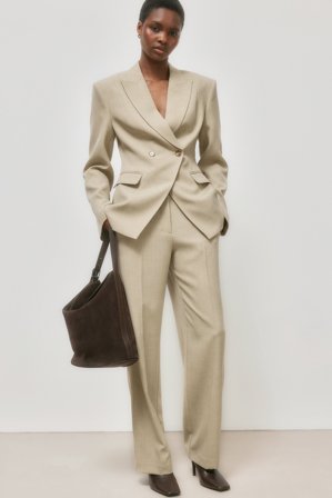 NA-KD weite Hose mit mittlerer Taille - Anzüge - Beige - EU 44