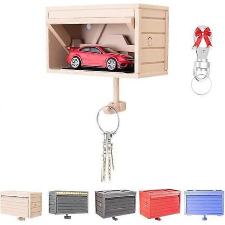 Nyckelhållare för bilgarage med öppningsbar dörr, unik nyckelhållare kompatibel med garage, 3D-printad väggmonterad nyckelhållare kompatibel med entré