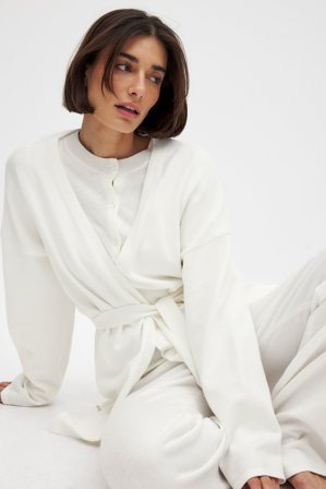 NA-KD Knitted Wrap Cardigan - Cardigans - OffHvid - S (EU 34-36)