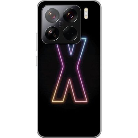 Yhteensopiva Puhelinkuori Xiaomi Xiaomi 15 Pro Neonkirjain X voimakkaissa väri vaihteluissa mustaa taustaa vasten, voimakas typografinen suunnittelu
