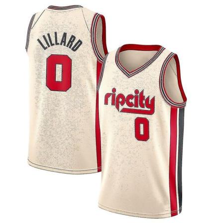 Damian Lillard #0 Basketballtrøje 21/22 herresportsuniform Cream S