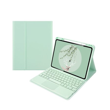 Berøringsplate tastaturdeksel for Ipad Pro 112021/2020, avtakbart grønt Bluetooth trådløst tastatur med berøringsplate, smart silikon.