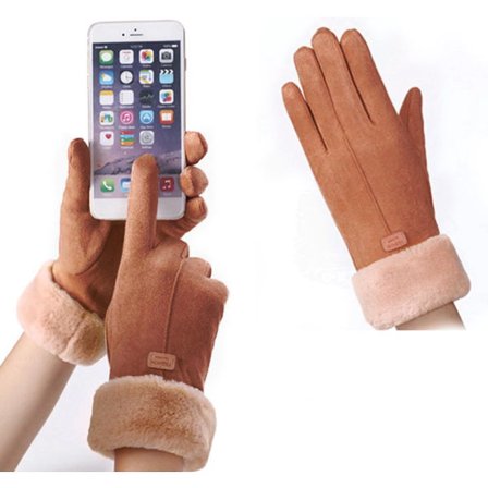 Fleecefodrade pekskärmshandskar för dam, beige