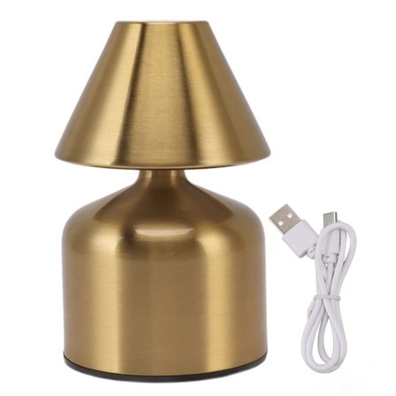 3W Trådløs Bordlampe med Berøring 1800mAh Oppladbar Nattbordslampe 3 Farge Dimming Gull