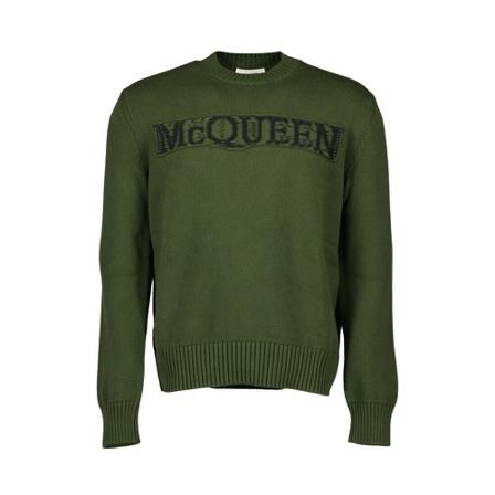 Alexander McQueen Round-neck Strik Grøn, Herre Strik