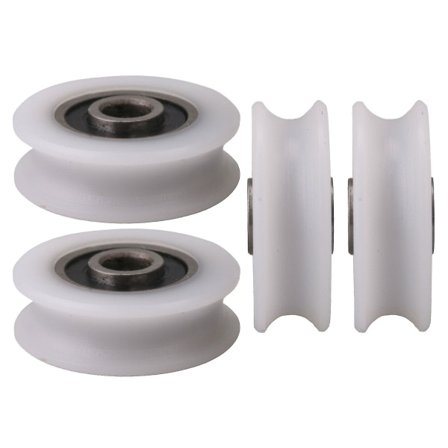 4 stk. Hvite Innvendig Dia 4mm U-spor Nylon Remskiver for Skyvedører